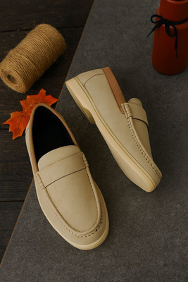 Stomped Premium Beige Suede Loafers for Men | Stylish Casual & Semi-Formal Slip-On Shoes Loafers For Men(Beige , 7)