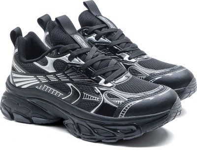asian Quantum-23 Men’s Sporty Sneakers with Breathable Mesh Ideal for Daily Wear Running Shoes For Men(Black, Silver , 9)