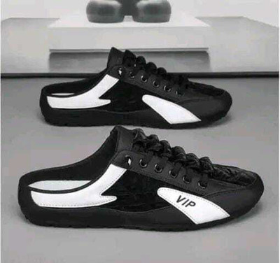 TREADLY Men's Black-White Comfortable, Casual & Trendy Mesh Lace-ups Sneakers For Men(Black, White , 8)