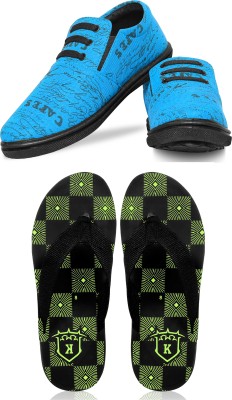 Kzaara Slip On Sneakers For Men(Blue, Green , 10)