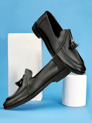 JAMARION Men’s synthetic leather causal party wear formal loafer Loafers For Men(Black , 8)