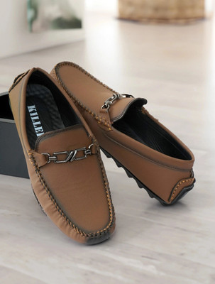KILLER Men’s Loafers | Synthetic Leather Slip-On with Flexible AirMix Sole Loafers For Men(Tan , 9)