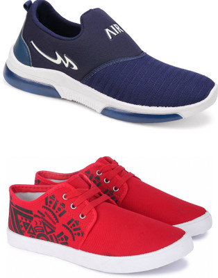 Free Kicks Combo Of 2 Shoes FK-Mexico & FK-202 Sneakers For Men(Red , 10)