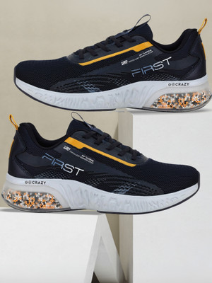 CAMPUS FIRST Men's Sports Shoes | PU Foam Comfort & Ball-Tech Support | Lace-Up Running Shoes For Men(Navy , 7)