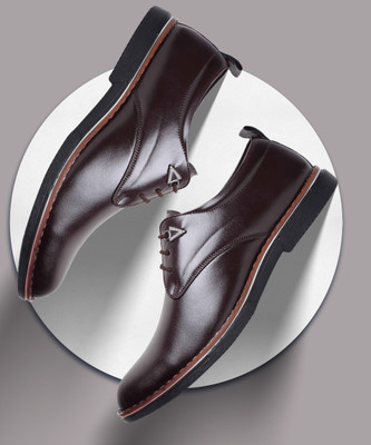 Zixer Genuine Synthetic Leather Office Brown Formal Shoes For Men || Look Lace Up For Men(Brown , 9)
