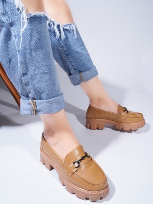 jm looks Loafers For Women(Tan , 6)