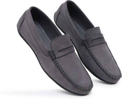 SHUAN shu3404 Loafers For Men(Grey , 6)