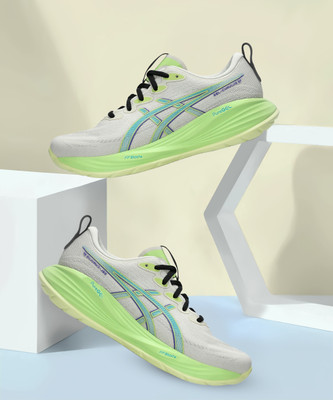 Asics GEL-CUMULUS 27 Running Shoes For Men(Off White, Green , 11)
