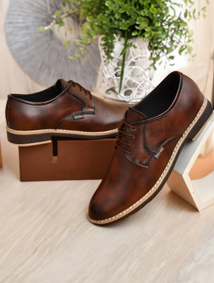 frostiko Premium Stylish Comfortable Trendy Formal Lace Up For Men (BROWN) Party Wear For Men(Brown , 10)