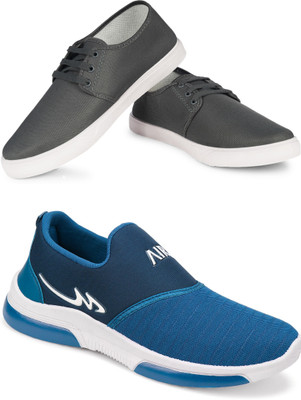 Free Kicks Combo Of 2 Shoes FK-201 & FK-Mexico Sneakers For Men(Blue , 10)