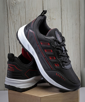 asian Casual Sneaker Shoes for Men | Soft Cushioned Insole || Platinum-04 Running Shoes For Men(Black, Red , 8)