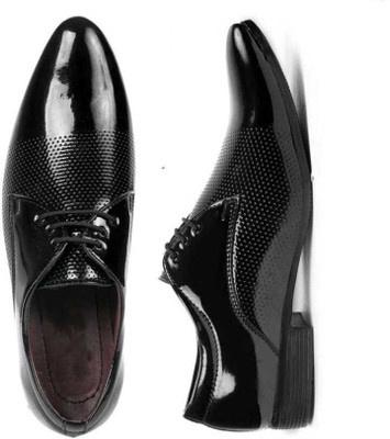 Teeny Step Formal Shoes For Men Brown Patent Shoes Walking Shoes For Men(Black , 8)