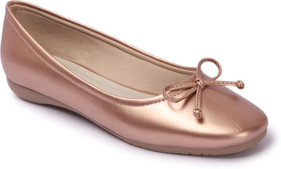 CARLTON LONDON Womens Rose Gold Ballet Flats Bellies with Bow Bellies For Women(Gold , 7)