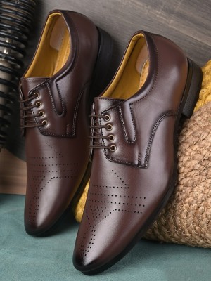 PROVOGUE Formal Leather Shoes |Professional |Derby Shoes |Office Shoes |Executive shoes Boat Shoes For Men(Brown)