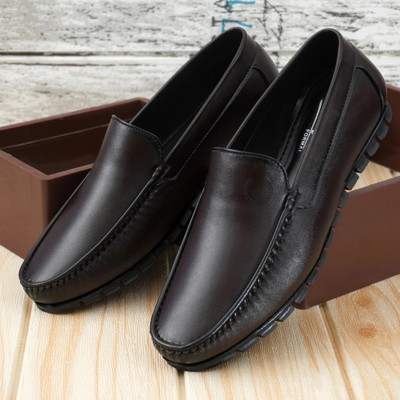 MORAAH Men's Casual Loafers | Comfortable & Stylish Slip-On Shoes Loafers For Men(Brown , 8)