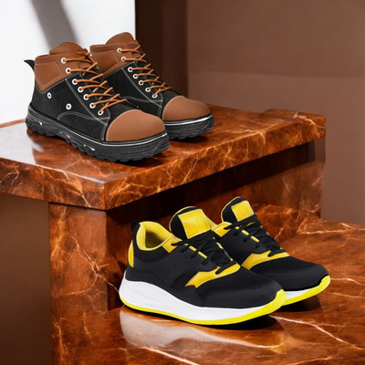 KRITON Trendy & Durable Men’s Boots – Perfect for Everyday Wear Boots For Men(Brown, Multicolor , 9)