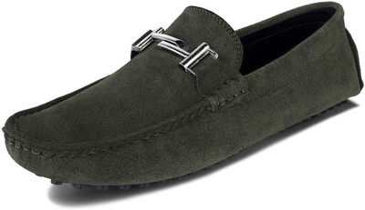 LOUIS STITCH Mens Green Stylish Suede Leather Casual Loafers (ITSUDGR) UK 11 Loafers For Men(Green , 11)