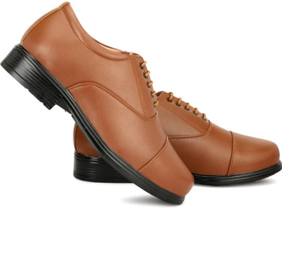 KATENIA Lightweight Faux Leather and 
Police Shoes Oxford For Men(Tan , 8)