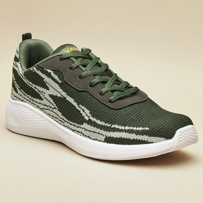 AVANT Dual Tone Knitted Walking Shoes with Cushioned Insoles and Bouncy EVA outsole Walking Shoes For Men(Olive, White , 6)
