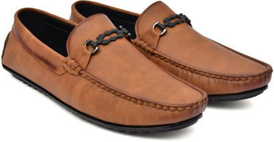 N N CREACTION Leather Loffer | Loofer |lophar | Casual Loafers For Men(Tan , 10)
