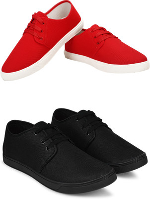 Free Kicks Combo Of 2 Shoes FK-201 & FK-205 Sneakers For Men(Black , 9)