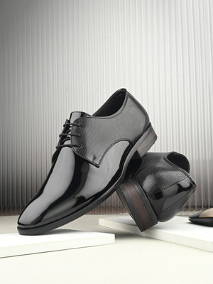 INVICTUS Invictus Men Black Faux Leather Formal Lace UP Derby Derby For Men(Black , 9)
