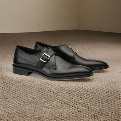 Harrykson London Men's Leather Shoe Monk Strap For Men(Black , 6)