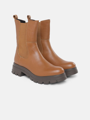 Roadster Boots For Women(Tan , 8)