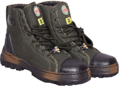 Wardec Military Boots Army & Injected pu sole, soft and Breathable insole Boots For Men(Olive , 6)