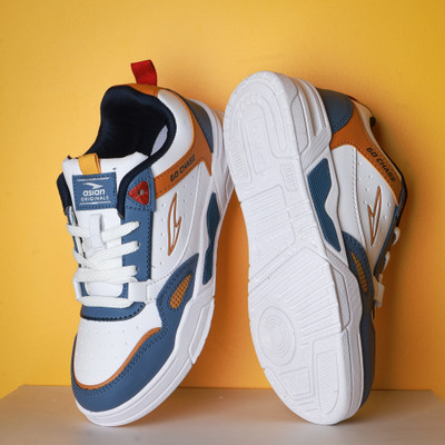asian Men’s Tango-01 Sneakers | Stylish & Lightweight Shoes with High Grip Sole Sneakers For Men(White, Yellow , 6)