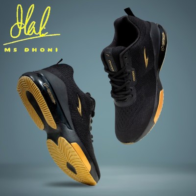 asian Oxygen-01 black Running shoes dual capsule technology for boys | sports shoes for men | Latest Stylish Casual sneakers for men | Lace up lightweight shoes for running, walking, gym, trekking, hiking & party Running Shoes For Men(Black, Gold)