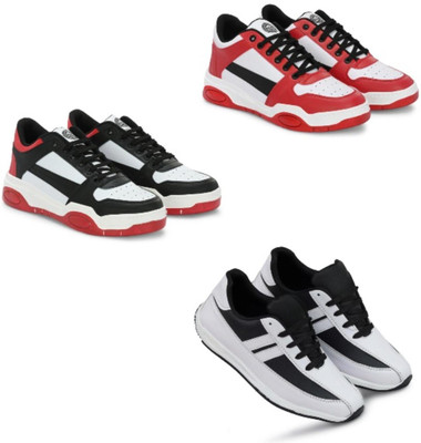 Walkivo Men’s Synthetic leather Shoes | Office & Party Wear Lace‑Up Design Lace Up For Men(Red, Red, Black, White , 6)