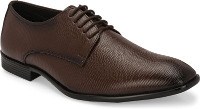 House of Pataudi Men Brown Faux Leather Formal Lace Up Derby Casuals For Men(Brown , 10)