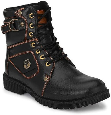 LOKSTAR Men's High Quality Trending Latest Lace Up Long Boot Shoes Boots For Men(Black , 7)