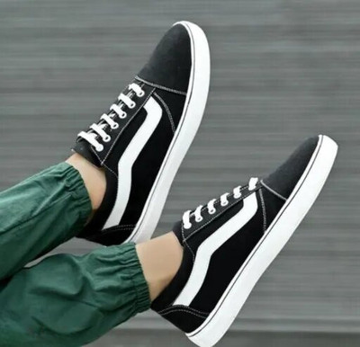 BOKZZON Fresh sneakers for men – stylish black shoes for men casual footwear vibe Sneakers For Men(Black , 10)