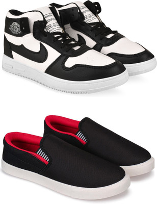 Free Kicks Combo Of 2 Shoes FK-J-311 & FK-Fitman Sneakers For Men(Black, Red , 10)