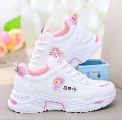 EZDEZARIO Girls Lace Sneakers(White, 9 - 10 Years & Above)
