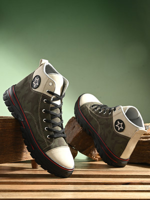 Bucik BCK4022 Lightweight Comfort Extra Soft Summer Trendy Premium Stylish Party High Tops For Men(Olive , 9)