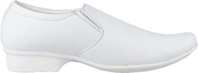 HIKBI Leather White Formal Shoes Premium Quality|Officewear|Rich Look|Comfortable Slip On For Men(White)