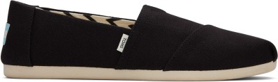 TOMS Recycled Cotton Canvas Alpargata Slip-On Sneakers Slip On Sneakers For Women(Black)