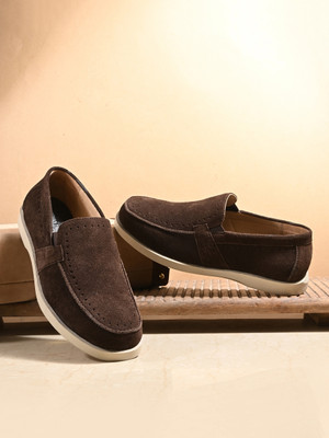 INDIANTRENDS Slip On Brown Suede Leather Casual Loafer Shoe for Men Loafers For Men(Brown , 9)