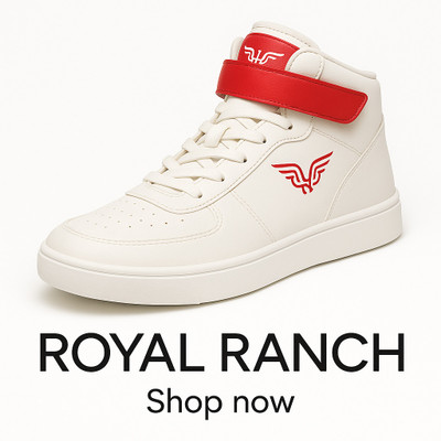 ROYAL RANCH Slip On Sneakers For Men(White, Red , 6)