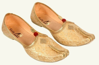 Thirsty Crow North India's Traditional Ethnic Juti Wedding Wear & Party Wear Slip On For Men(Gold , 9)