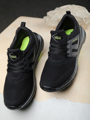 Abros COMET-M BLACK/F.GREEN Lace-Ups Running Shoes For Mens Casuals For Men(Black , 8)