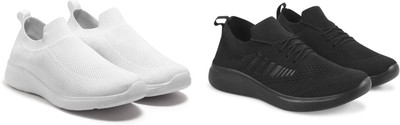 Face Sneakers For Men(White, Black , 7)