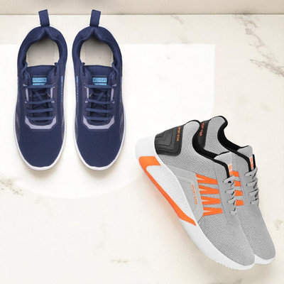 The Flexiwail Walking Shoes For Men(Orange, Blue , 9)