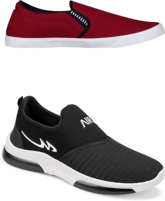 Free Kicks Combo Of 2 Shoes FK-Fitman & FK-Mexico Sneakers For Men(Black , 9)