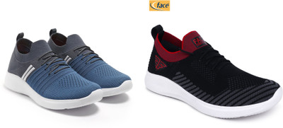 Face Stylish Sports Shoes for Men – Ideal for Running, Gym & Training Sneakers For Men(Black, Grey, White , 7)