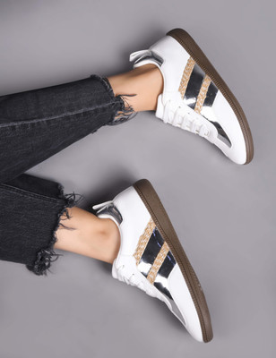 Froh Feet Women's Chunky Sneakers Casual Shoes Lace-up Shoes Sneakers For Women(White , 8)