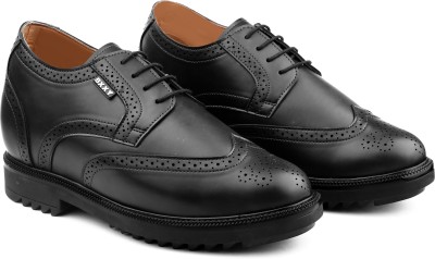 BXXY Men's 3.5 Inch Hidden Height Increasing Synthetic Material Formal Brogue Shoes. Brogues For Men(Black)